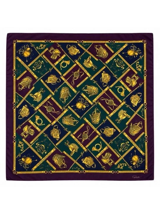 Vintage Pappagallo 100% Silk Equestrian Print Scarf 34” Square Gorgeous!