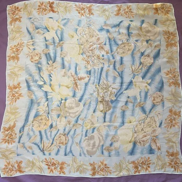 Oscar de la Renta Flower Pastel Lightweight Scarf