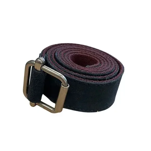 Unbranded men's navy and maroon vegan leather belt.