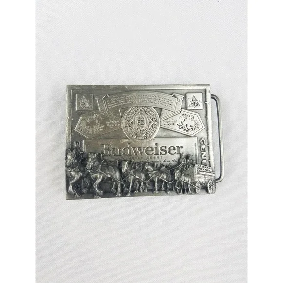 Vintage Budweiser Clydesdale horses pewter belt buckle markatron