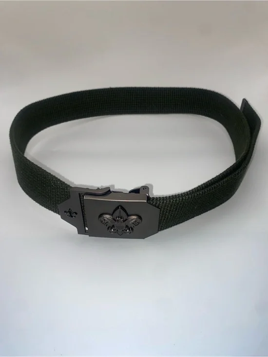 Boy Scouts of America BSA Green Canvas Webbing Belt Adjustable Metal Buckle