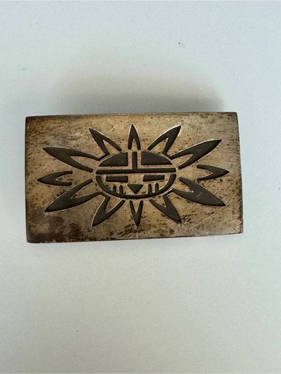 Zuni Sun God Belt Buckle- with Artist Stamp