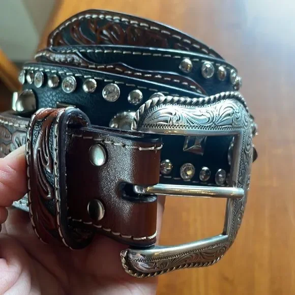 Nocona Unisex Pro Series Rhinestone & Stud Western Belt - 34