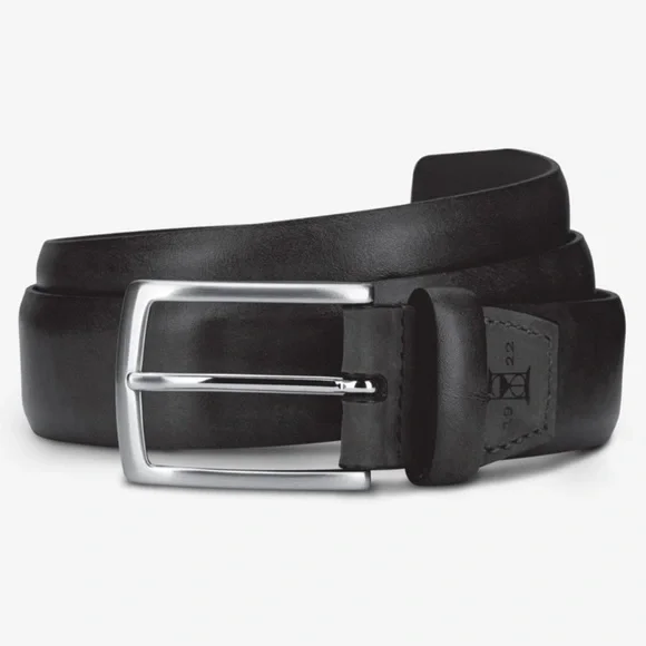 Dark Brown Leather Belt with Silver Buckle Size 40