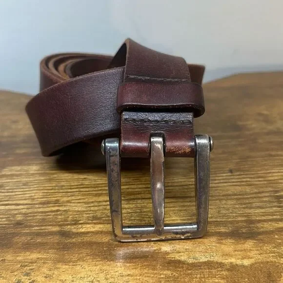 Fossil Genuine Leather‎ Belt 38 Brown 1.5” Wide MB240620038 Silver Buckle