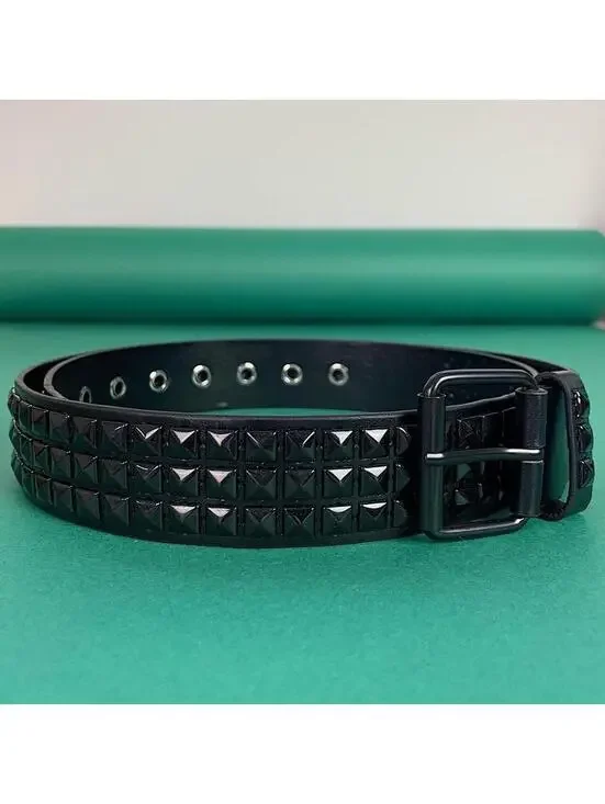 Vintage y2k 2000s Punk Style Diamond Studded black essential belt. Goth emo