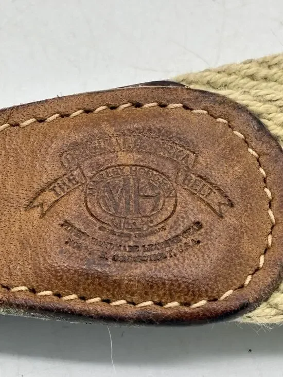 Vintage Ghurka Marley Hodgson Belt Canvas Leather Brass D-Ring Buckle USA