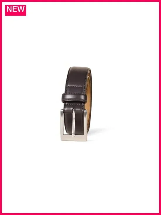 Men's Bonded Leather Belt with Metal Buckle, Medium Weight, Classic Dress Belt