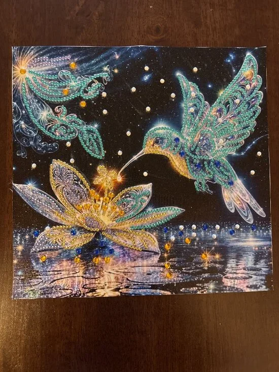 Teal Hummingbird Diamond Art Painting - Unframed - 10