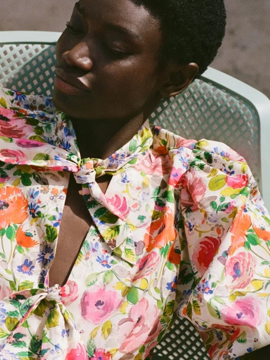 ZARA Floral Bow Print Shirt