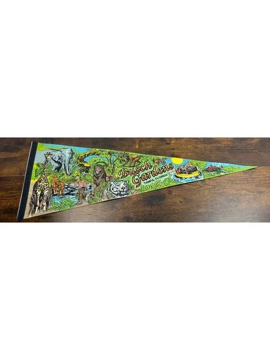 Vintage Busch Gardens Tampa Florida Souvenir Pennant 30 inches