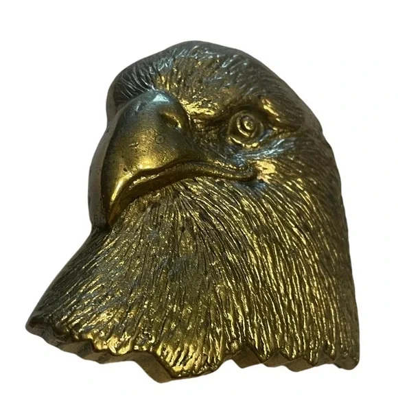Vintage solid brass 1978 eagle head belt buckle