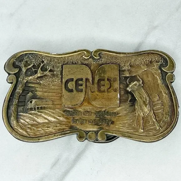 Vintage Bergamot Brass Works Cenex Farmers Union Central Exchange Belt Buckle ✨