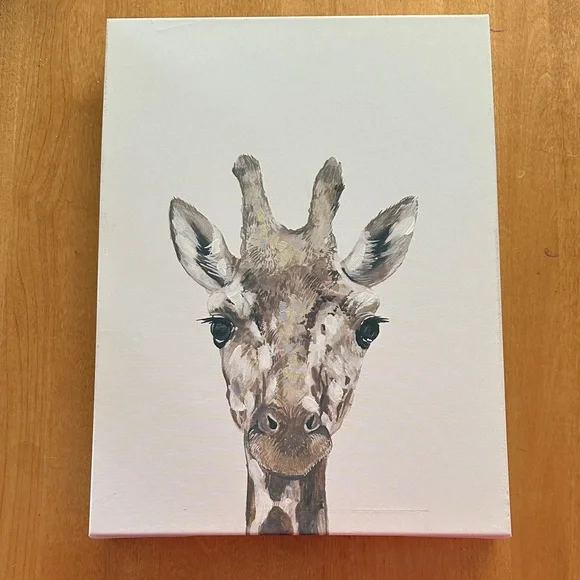 Giraffe Canvas Wall Art - Brown and Cream