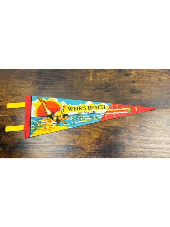 Vintage Weir's Beach Laconia N.H. Souvenir Felt Pennant 14.5 inches