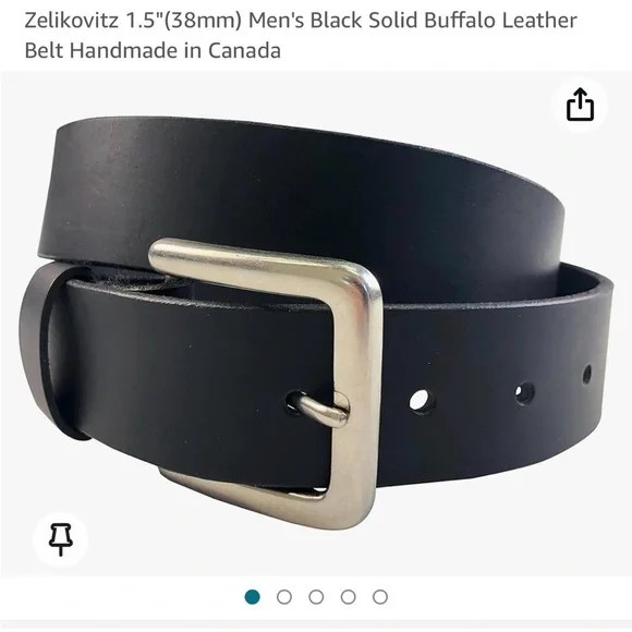 Zelikovitz Black leather belt.  NEW Size 36 for a 34 waist.