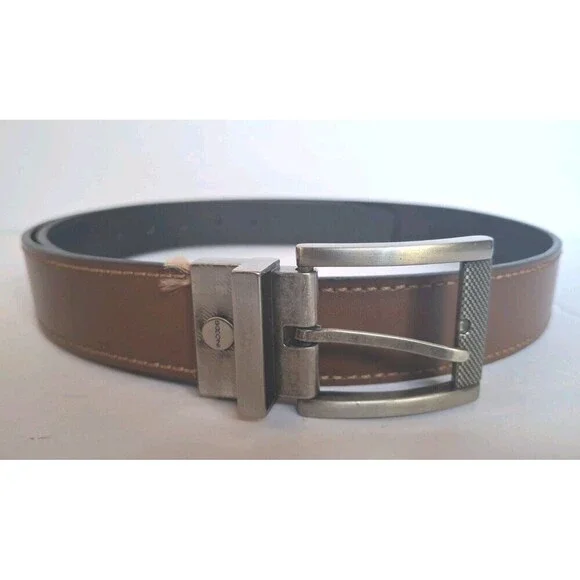 Boconi Reversible Dress Belt Black Brown Mens Sz 40 / 100 Silver Buckle 1 1/4
