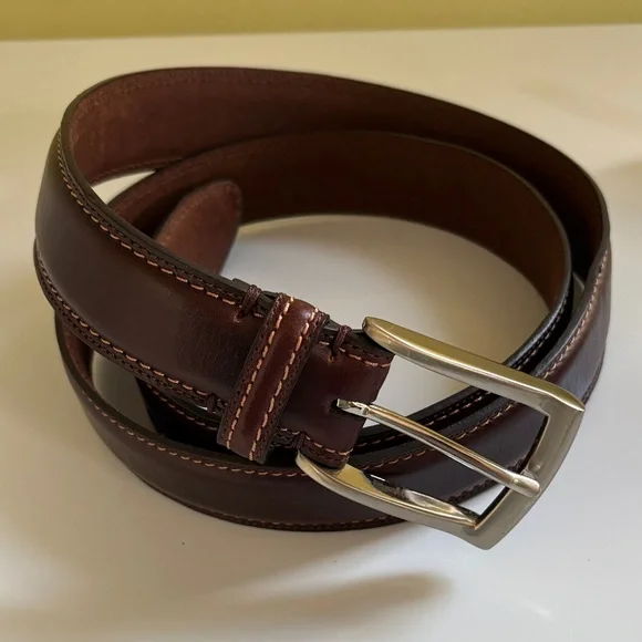 Unbranded brown stitched leather Belt Size 40
