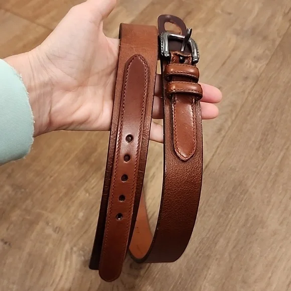 Vintage Trafalgar Belt Shrunken Oilskin Leather Handmade Cognac Brown size 30