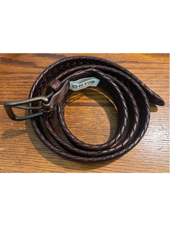 Men's Orvis Braided Leather Belt Brown waist 46