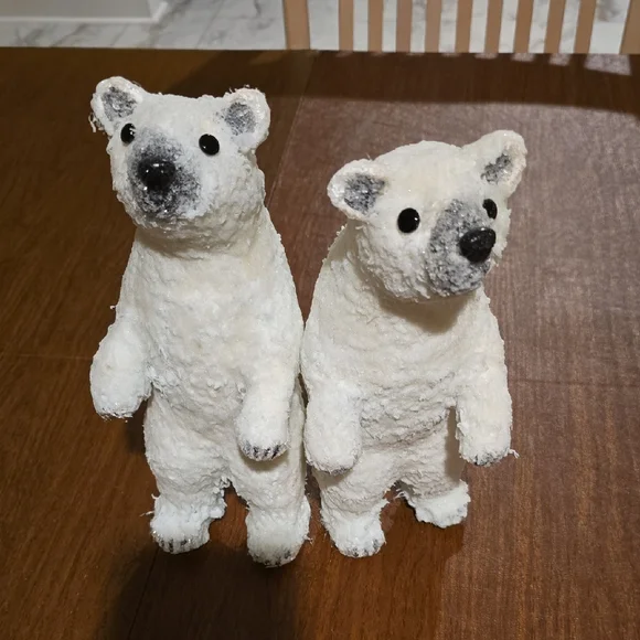 Adorable White Polar Bear Figurines - Set Of Two