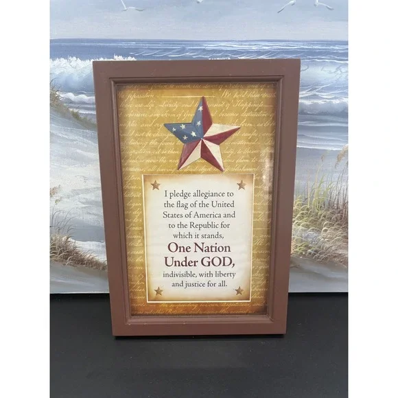 Heartfelt Collection Pledge of Allegiance Framed Wall Art One Nation Under God