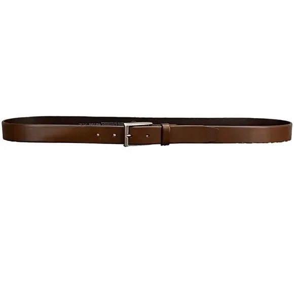 Dockers Brown Genuine Leather Square Silver Buckle Dressy Belt Men 38
