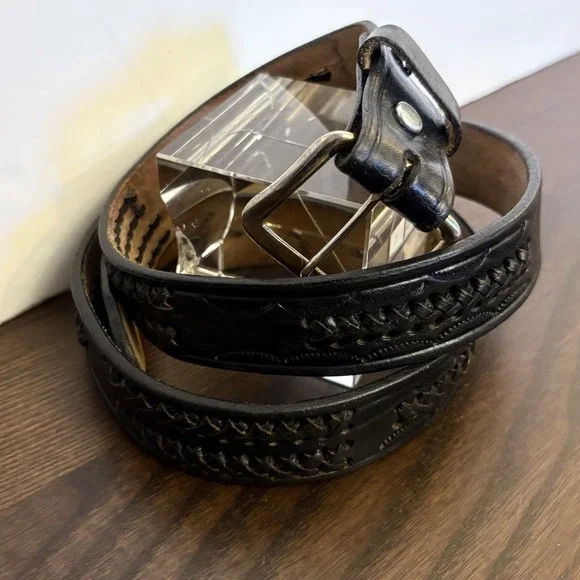 Vintage‎ Longhorn Skull Belt Buckle Western Cowboy Ranch Leather USA