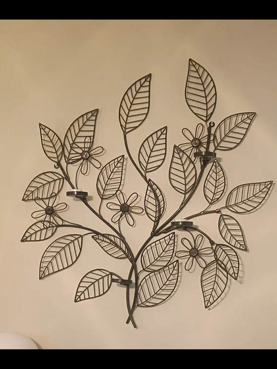 Kirklands Black Metal Leaf & Flower Wall Décor 30×30