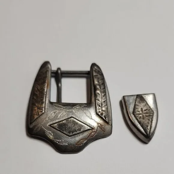 Vintage Silver Tone Buckle Set