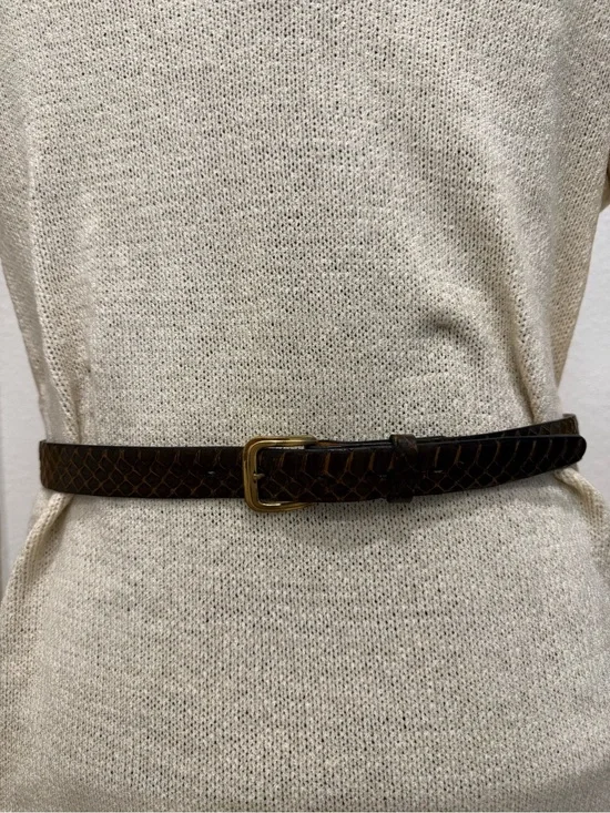 Vintage Swank Dark Brown Glazed Steerhide Leather Belt 🪵✨