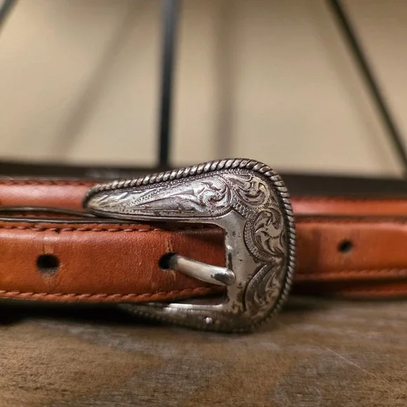 Nocona‎ Belt Co Mens Genuine Leather Western Belt Size 42 Silver Buckle