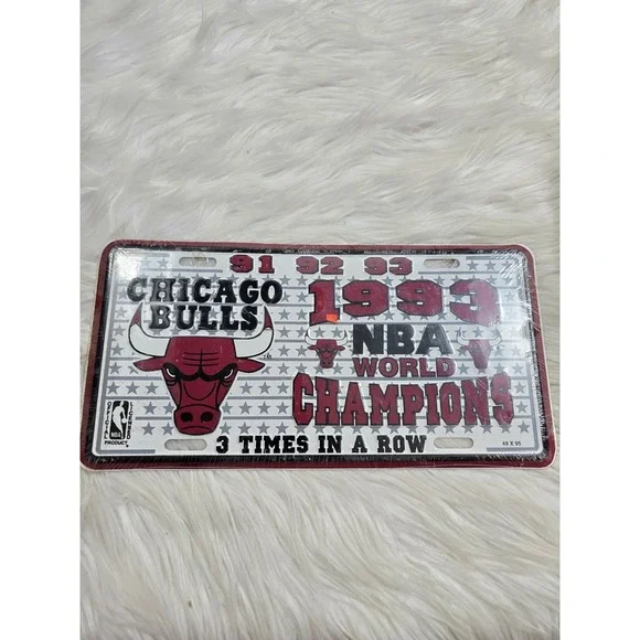New License Plate Fan Tag Chicago Bulls 1993 World Champions NBA Air Jordan #56