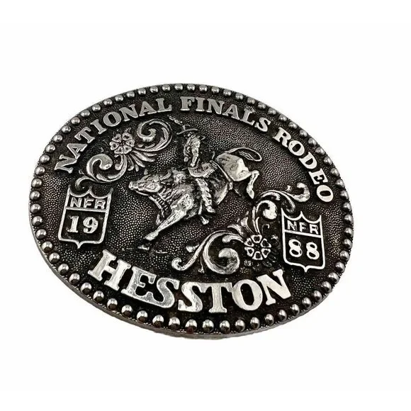 Vintage 1988 National Finals Rodeo Western Belt Buckle Fred Fellows‎