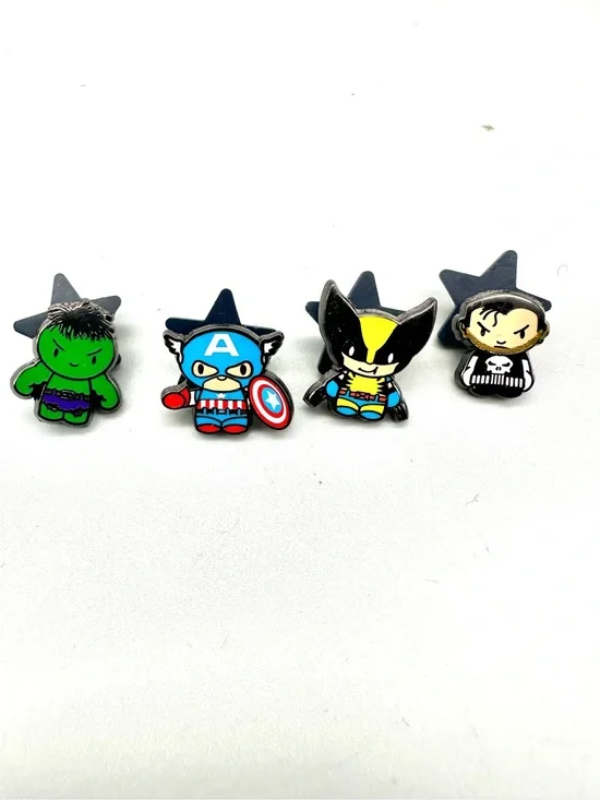 Marvel Super Hero Squad Pin Set Hulk Captain America Wolverine Punisher 4 Pack