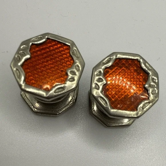 Baer & Wilde Sterling Art Deco Orange Enamel Cufflinks