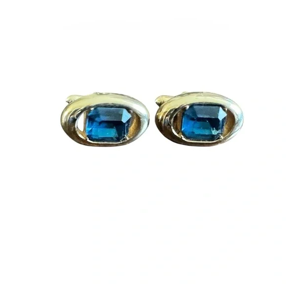 Vintage Gold with Blue jewels Swank Cufflinks