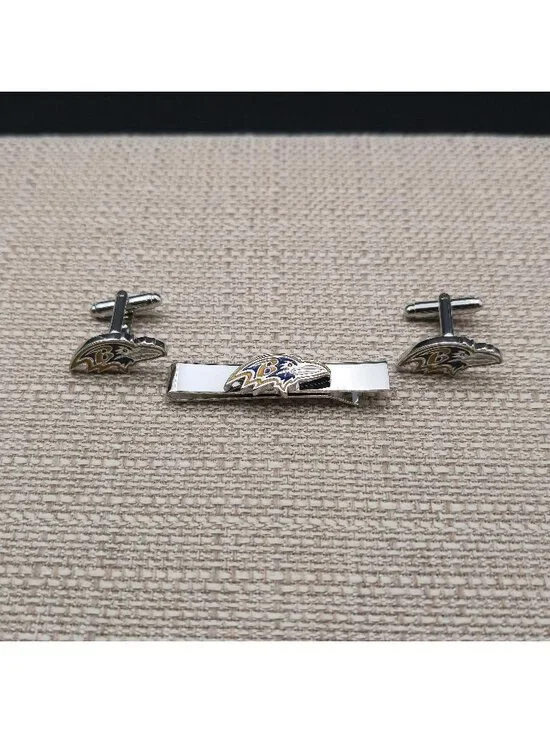 Baltimore Ravens Cufflinks and Tie Clip Set, NFL Men’s Formal Gift A8130