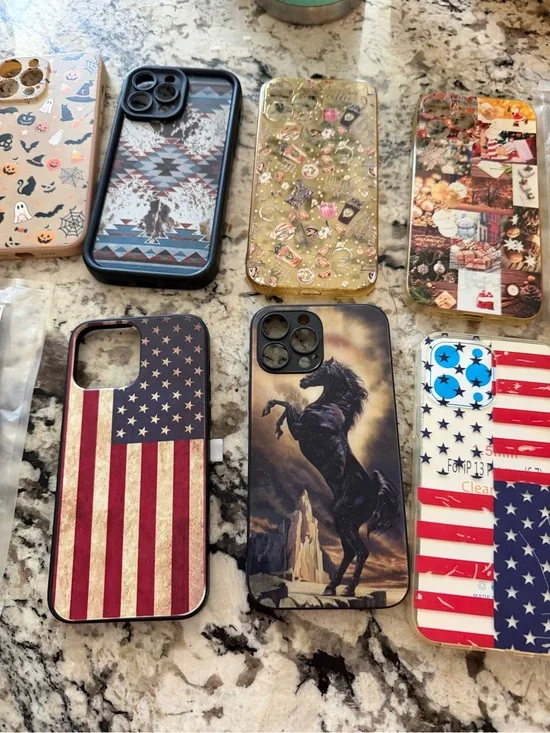Apple iPhone Decorative Cases Assortment in Black, Red, Blue, Gold, Cream