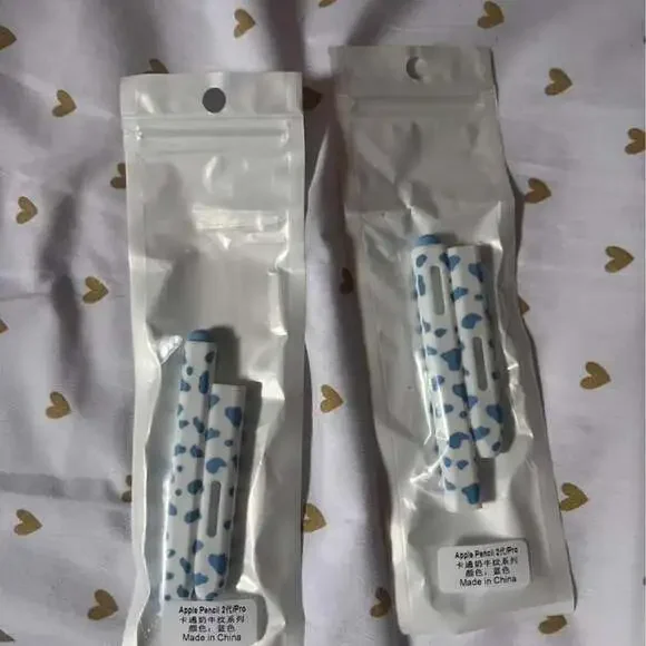 Apple Pencil 2nd Gen / Pro Silicone Case Cover Blue Cow Print Lot of 2