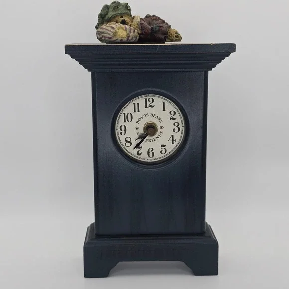 Boyds Bears 1997 Balley OnTime Clock Teal Mantel Shelf Decor Vintage‎