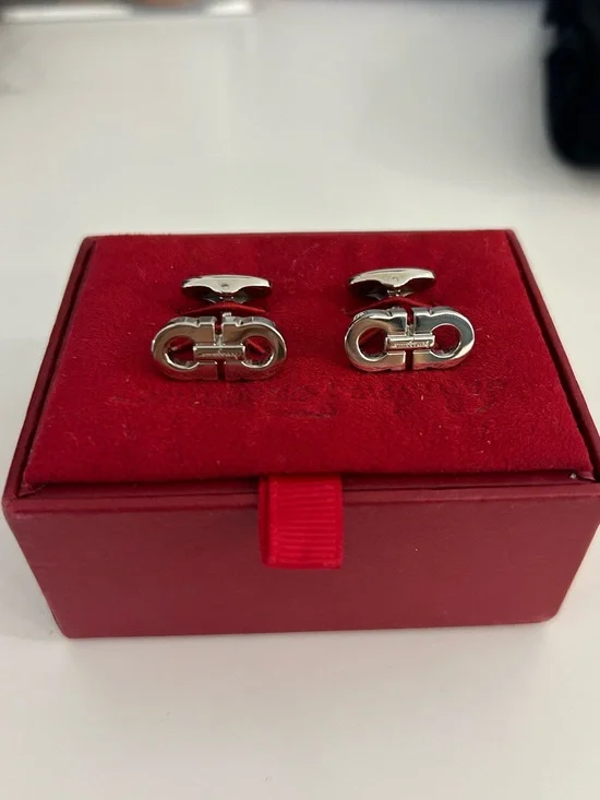 Ferragamo Silver Interlocking Logo Cufflinks - Men Accessories. Never used.