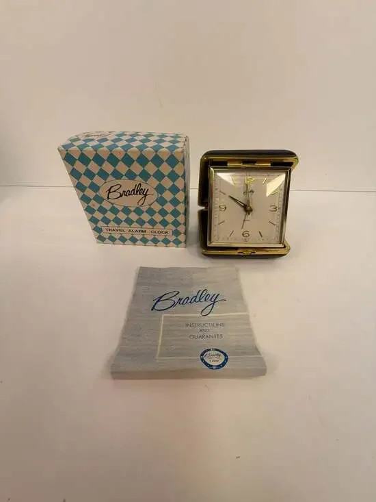 Vintage Bradley Wind-Up Travel Alarm Clock Model 4995 with Original Box and Manu