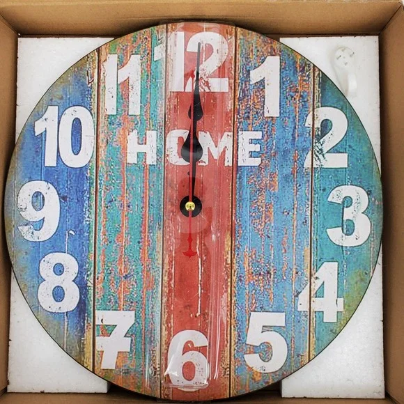 Mroctoa Vintage Wooden Wall Clock‎ 12 Inch Non-Ticking Silent Rustic Home Decor