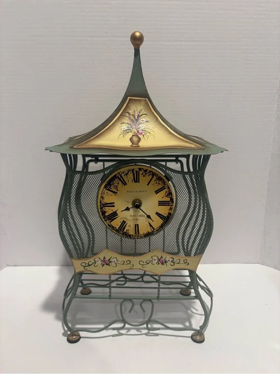 Vintage Style Wire Cage Clock (works)