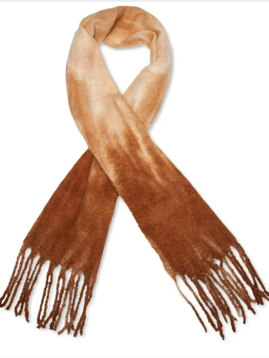 Steve Madden Ombre Brown Fringe Scarf. Cozy And Soft NWT. Gifts Fall Winter