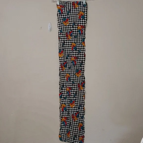 Checker Board Pattern Scarf wuth 1920's Era Print overlay