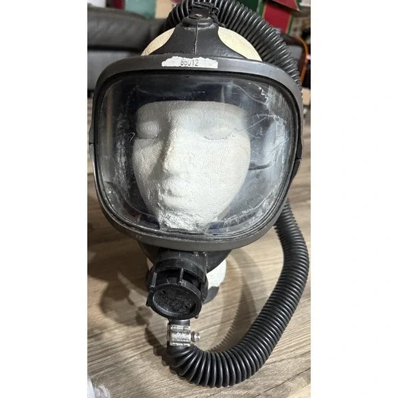 Vintage North Full Face Respirator Mask with Hose Black Industrial Safety Gear