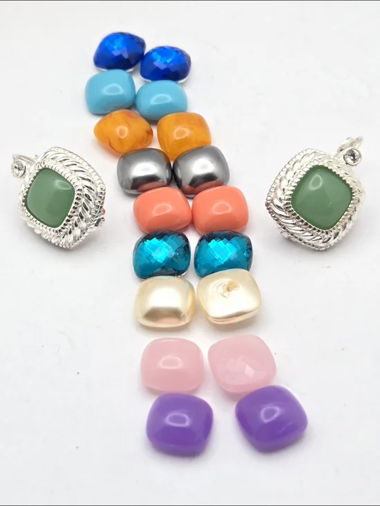 Vintage Joan Rivers Interchangeable Cabochon Leverback Earrings Set - 10 Pairs