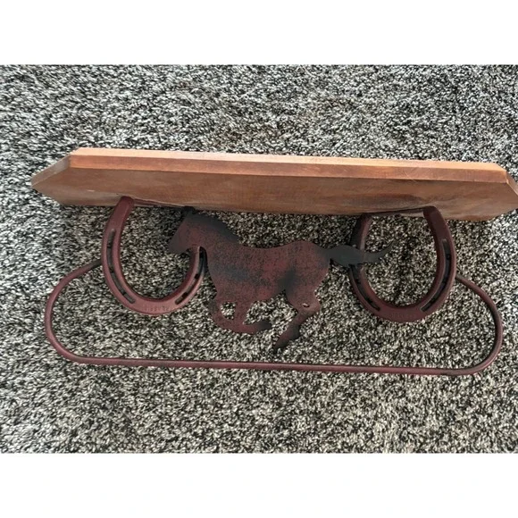 Western Wall Decor Decorative Wall Shelf Horse And Horseshoe 17.5 L X 5